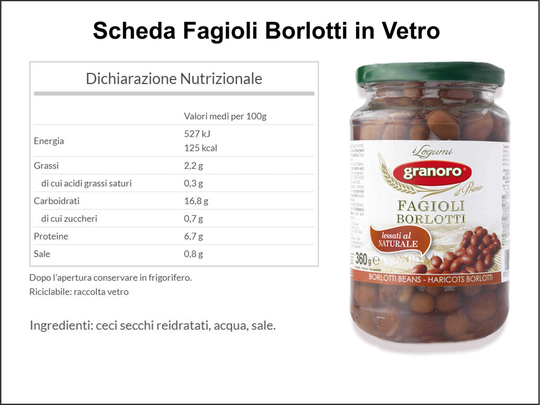 D39 - Legumi in Vetro - Fagioli Borlotti - 1 Pz