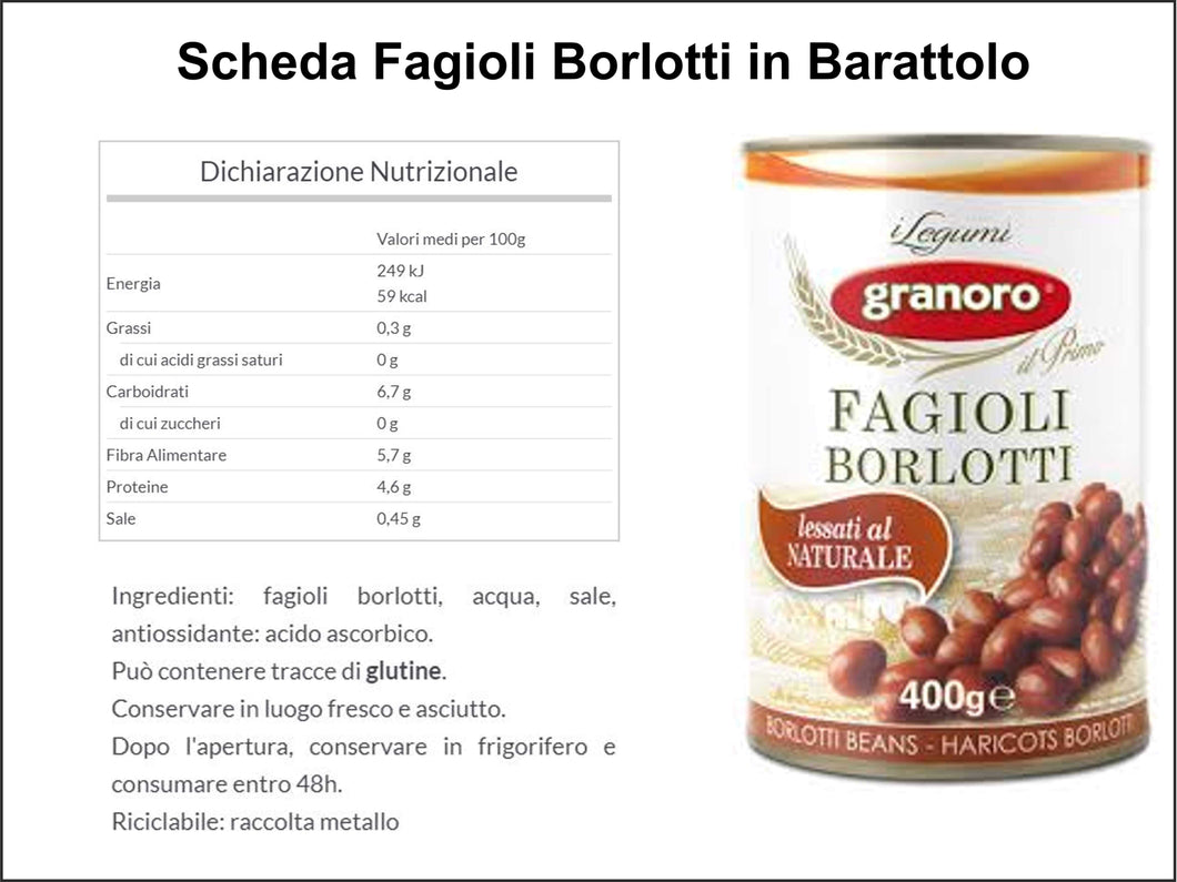 D36 - Legumi in Barattolo - Fagioli Borlotti -1 Pz 400 Gr