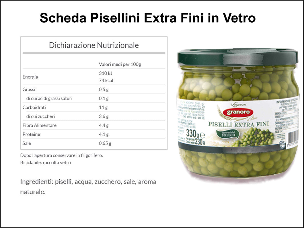 D39 - Legumi in Vetro - Piselli Extra Fini -1 Pz